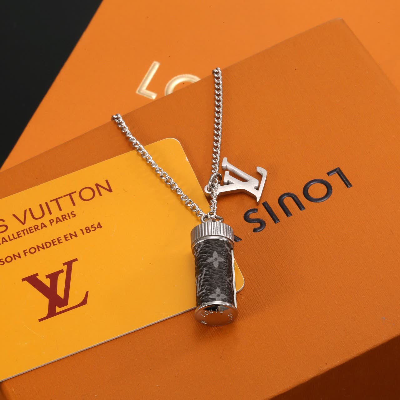 Louis Vuitton Silver and Monogram Necklace